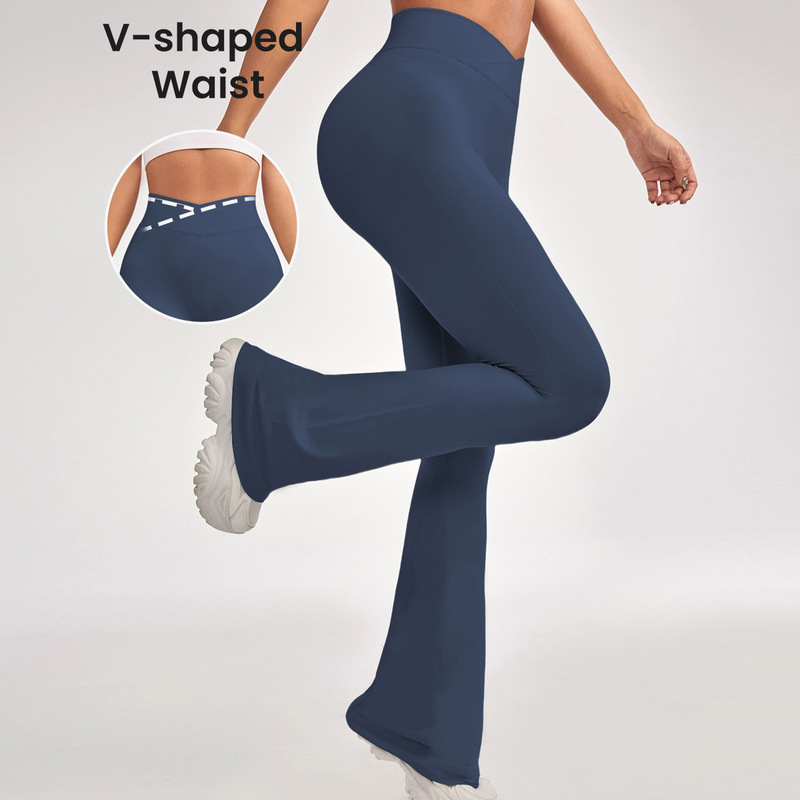 European and American Seamless Yoga Flared Pants Women's Cross-Waist Tummy Control Butt-Lifting Fitness Quick-Dry Running Sports Yoga Pants