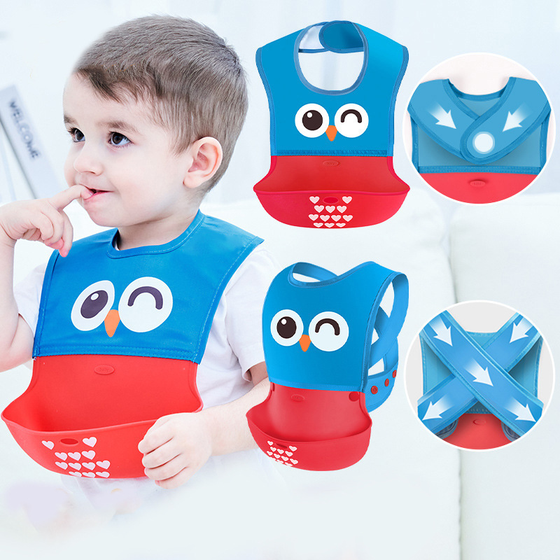 Baby strap silicone bib baby eating waterproof bib food supplement bib feeding children children silicone bib