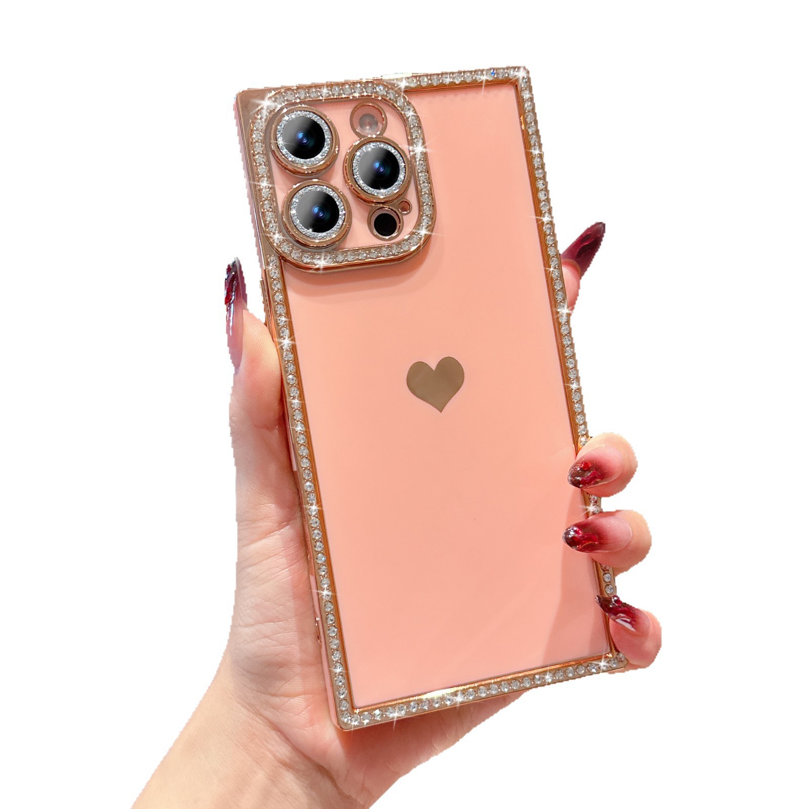 Suitable For IPhone 17 Electroplated Creative Border Phone 16 Full Cover With Glitter Mirror Film, 14 Anti-drop_voghion.com
