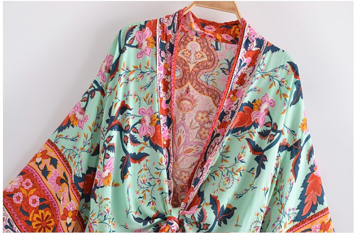 Camicetta donna boho scollo a v con maniche a pipistrello stampa_voghion.com