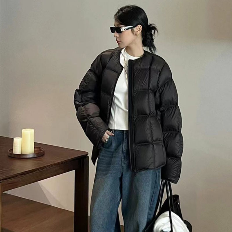 糖果色无胆泡芙感羽绒服女2025冬短款云朵超轻白鸭绒方块面包服潮|undefined