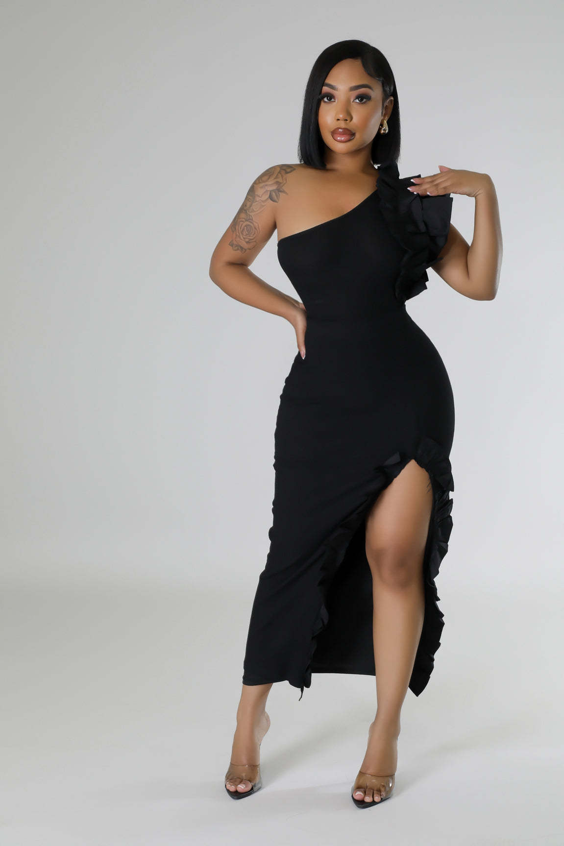 362g Weight Sleeveless Sleeve Length Polyester Fabric Type Skirt Co-ord Set Sets Type 2 Pieces Set Quantity Holiday Occasion One Shoulder Neckline Slim Fit Type Solid Color Pattern Summer Season Women's Gender Frill Design Elegant Style Holiday Women's Elegant Solid Color Polyester Frill Skirt Co-ord Set Skirt Sets 16
