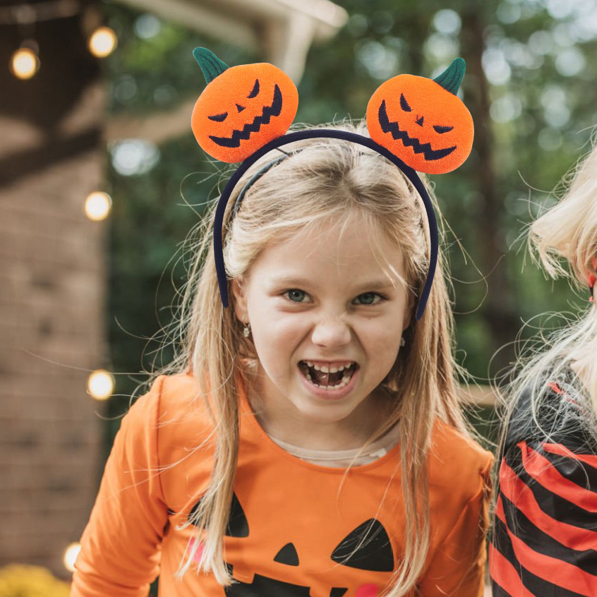 Diadema de calabaza de Halloween, accesorios para el cabello para niños lindos y divertidos, diadema, artículos de decoración de fiesta de fiesta de Halloween