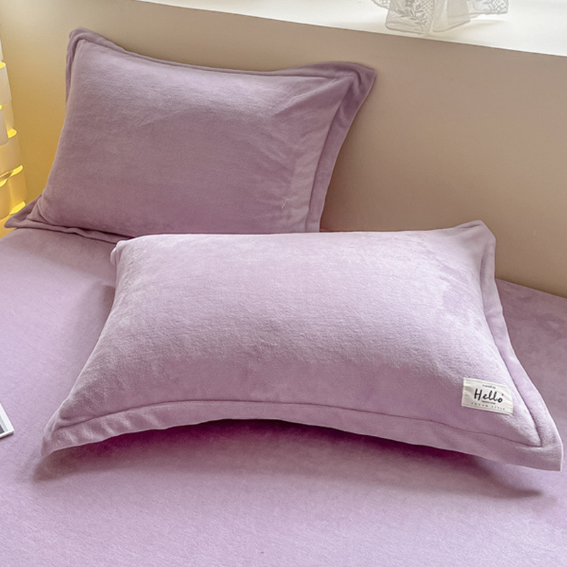 Funda de almohada de lana de leche gruesa de invierno par de 48cm x 74cm Funda de almohada de lana de coral Funda de núcleo de almohada individual 2