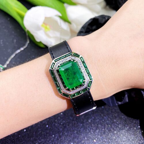 Brand New Elegant Craftsmanship Emerald Pendant Necklace with Cotton, High-End Crystal Green Diamond Watch Strap Bracelet