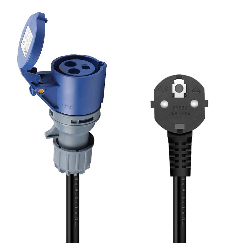 Электромобиль, вилка европейского стандарта, адаптер питания CEE, 32 А, однофазное портативное зарядное устройство, 7 кВт