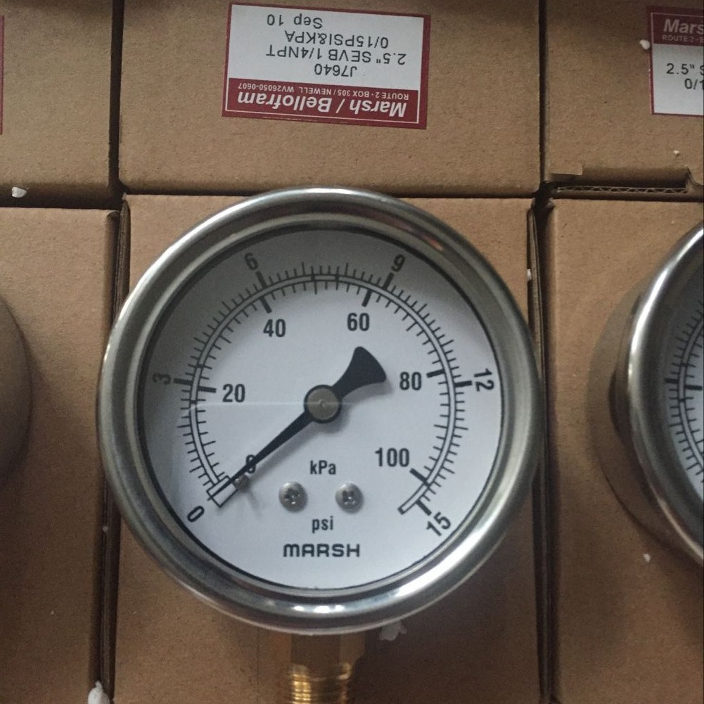 MARSH 精密压力表 抗震充油压力表