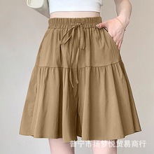 夏季薄款慵懒风冰丝速干短裤女休闲五分裤裤裙阔腿裤现货宽松紧