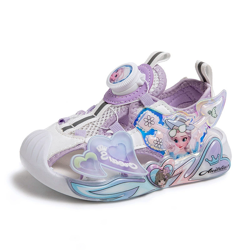 Summer sports sandals, non-slip cartoon shoes for princess, comfortable footwear, soft sole