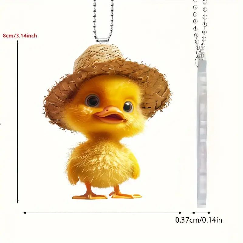 Nuevo acrílico plano transfronterizo para adornos de automóviles de pequeño pato amarillo adorable