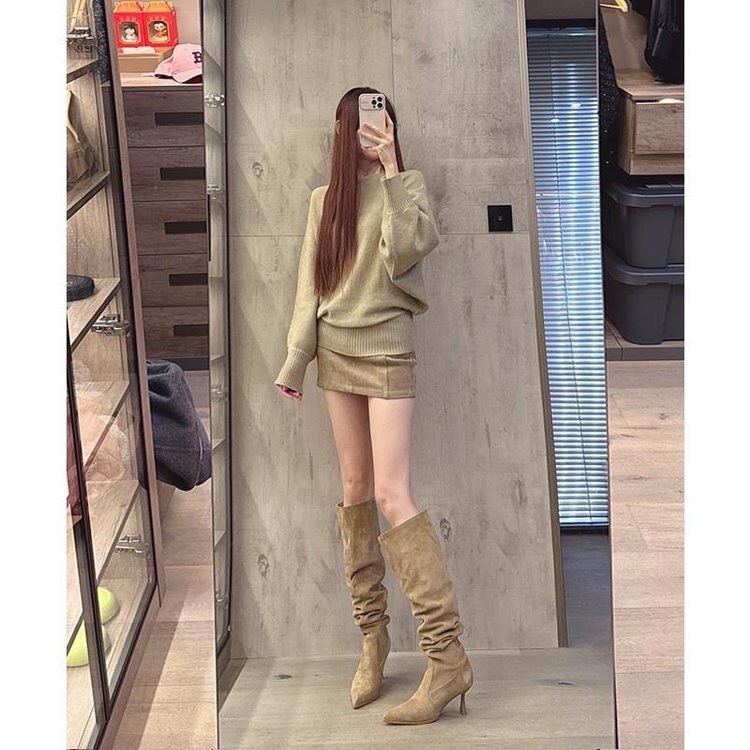 Wide-Leg Black Slouch Boots for Women, 2025 Spring and Autumn New Pointed High-Heeled Long Boots with Thin Heels Wide-Leg Black Slouch Boots for Women, 2025 Spring and Autumn New Pointed High-Heeled Long Boots with Thin Heels
