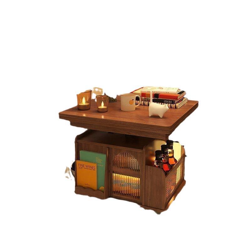 無垢材時代リフティングコーヒーテーブルモバイルカートティーテーブル折りたたみダイニングテーブル兼用ティーテーブル多機能リビングルームソファ|undefined