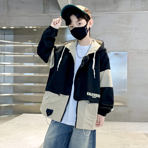 Children's clothing boys' autumn jacket spring/autumn style 2024 new mid-to-large size children's trendy spring bomber jacket for boys