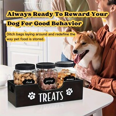木製ペットスナック容器収納ボックスポータブル食品貯蔵容器スタンド犬食糧猫スナック収納ボックス