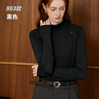 90-130斤中领德绒双面磨毛软糯亲肤百搭长袖单件保暖打底衫803
