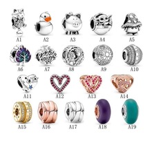 潘家多拉S925纯银珠子新品固定扣七夕系列爱心串珠琉璃珠饰品配件