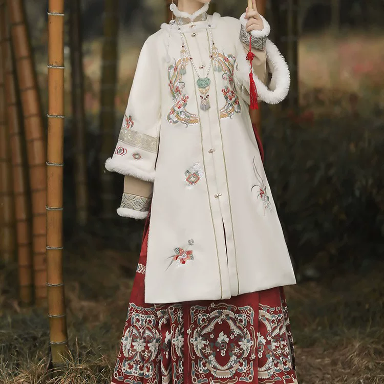 Подлинный теплый летний ханьфу, киноварь, круглый воротник