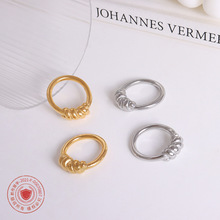 欧美ins饰品choker戒指几何高级扭转元素女钛钢18k真金食指戒指环