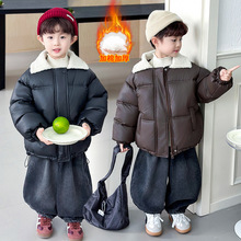 男童冬装翻领加棉皮衣2025新款韩版儿童加厚潮款棉衣中小童外套