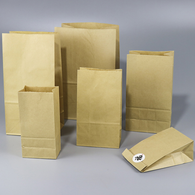 烘培防油包装袋可印LOGO外卖袋打包袋现货牛皮纸袋方底袋厂家定制