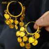 Golden earrings, ethnic ring, European style, light luxury style, ethnic style