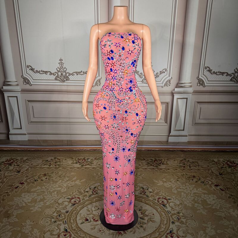 Light Pink Exquisite Waist-Cinching Bodycon Dress for Company Annual Meeting, Award Ceremony Host, Evening Wear, Miss Universe Pageant Gown