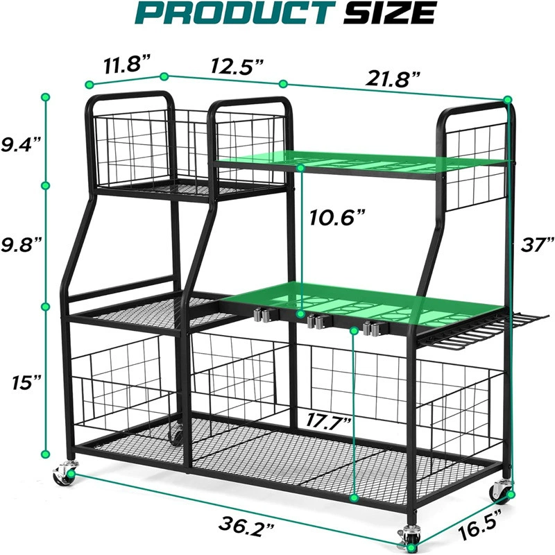 Garden tool storage rack with wheels Power tool storage box Tool bracket Organizing storage rack storage rack