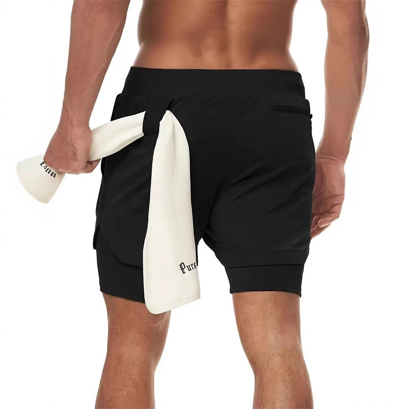 Hanging Towel Shorts Summer Sports Two-In-One Running Fitness Sports Shorts Suitable for Men