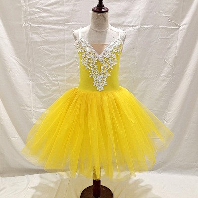 Girls yellow purple red tutu skirt ballerina Ballet Dance Dresses for kids ballet little swan lake TUTU performance dance bitter fleabane  gauze skirt