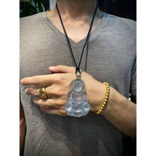 Myanmar High Ice White Jadeite Guanyin Pendant Myanmar Jadeite Treated Glass Seed Bodhisattva Jade Pendant