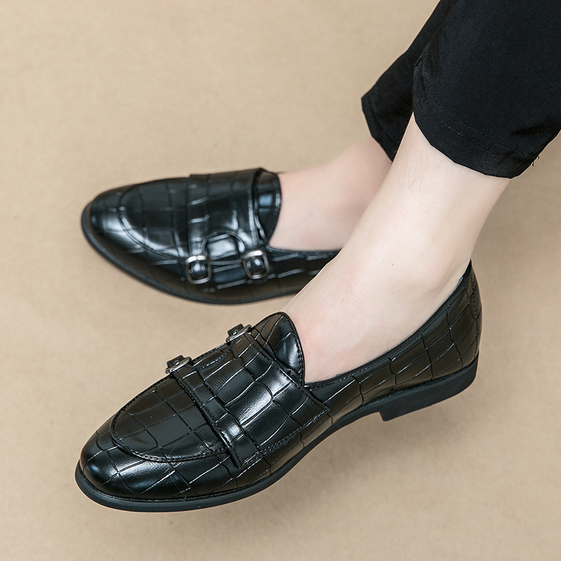 Primavera estilo británico de negocios zapatos de cuero de hebilla hombre Monk zapatos de boda zapatos de moda europea y americana zapatos de hombre