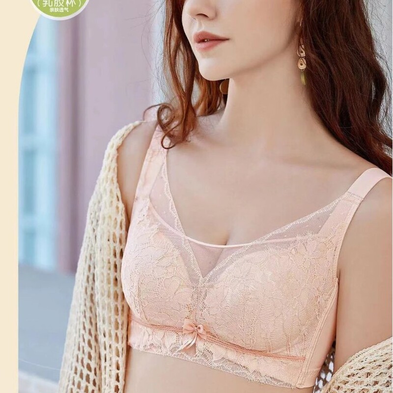 Latex cotton 8326# fine lace mesh bra stock plus size cup thin C cup breathable gathered underwear batch