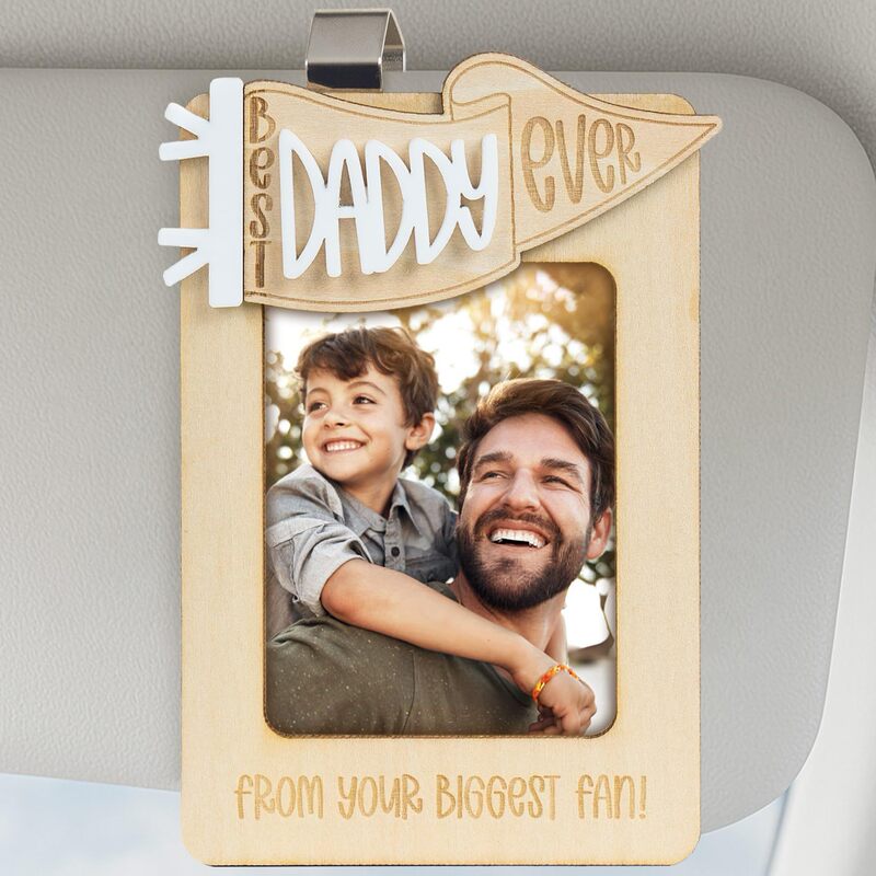 Cross-Border New Product Creative Father's Day Gift Photo Car Sun Visor Photo Frame Rearview Mirror Photo Frame Wooden Pendant