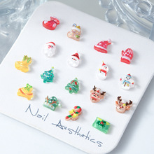 圣诞节美甲饰品迷你圣诞老人铃铛雪人diy耳钉手机壳穿戴甲配饰