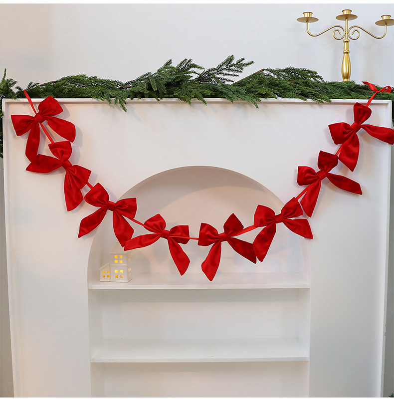 Christmas Bow Bunting Garland – Decorative Holiday Banner For Trees, Windows & Festive Displays_voghion.com
