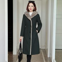 派克服女2023新款冬水貂内胆可拆卸尼克服獭兔毛长款皮草外套大衣