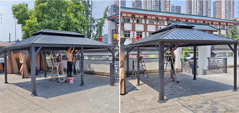 High-End Outdoor Pavilion Garden Terrace Aluminum Alloy Courtyard Leisure New Chinese-Style Pavilion Villa Courtyard Outdoor Sunshade