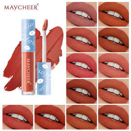 MAYCHEER雾面丝绒哑光十二色唇釉唇彩持妆显色不易掉色跨境外贸