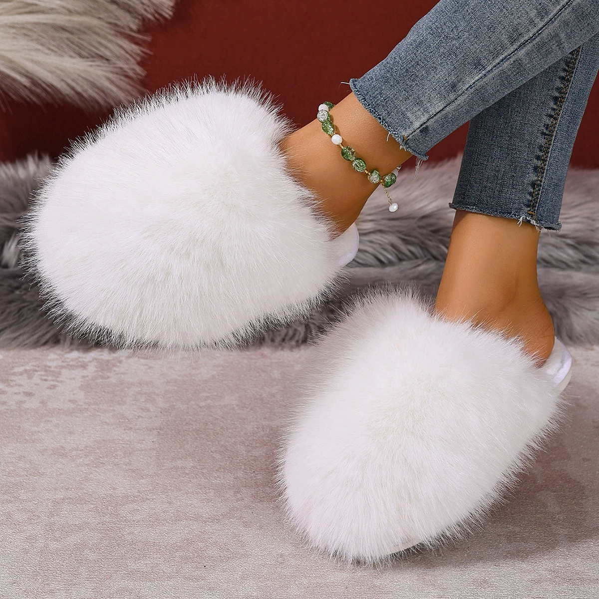 (Cross-border trading), winter keep warm multicoloured slippers, plus size, adds volume, soft sole