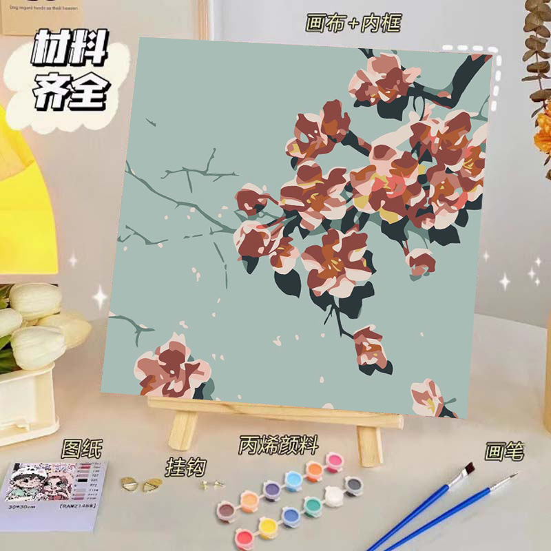 Pintura al óleo digital de bricolaje, dibujos animados para niños, pinturas para colorear hechas a mano, lindos puestos de animación curativos, comercio exterior transfronterizo