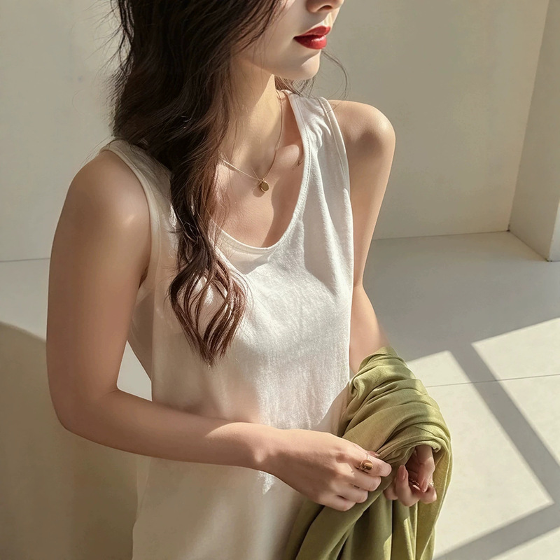 Cotton and Linen Sleeveless Vest for Women, Summer 2026 New Style, Loose-Fitting, High-End Feel, White Ice Silk Camisole for Layering