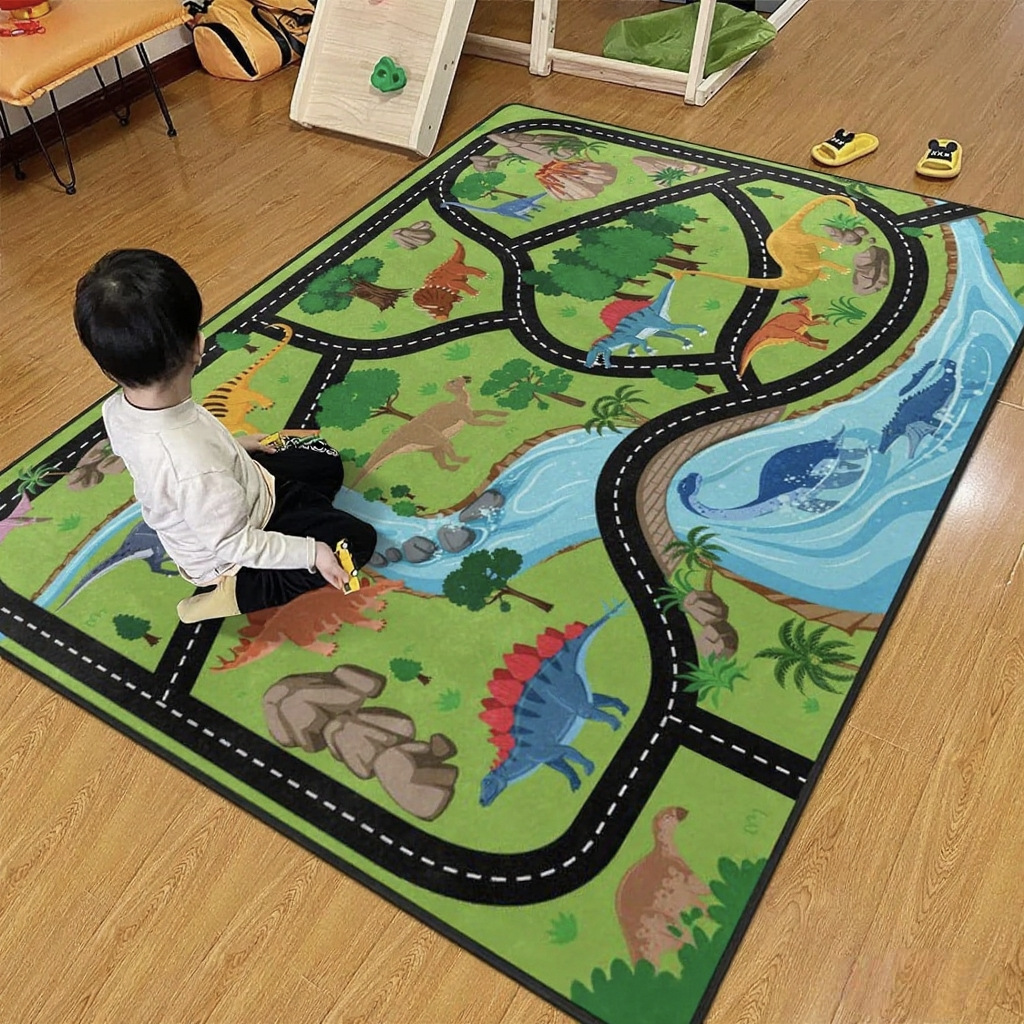 Cross-Border Popular Children's Cartoon Educational Carpet Traffic Highway Map Fun Floor Mat Parent-Child Room Game Bedside Blanket