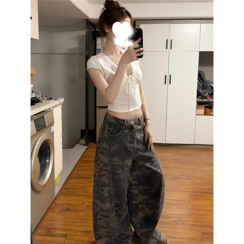 白色蕾丝拼接v领独特漂亮短袖t恤女夏季姐轻熟风气质辣妹紧身上衣|undefined