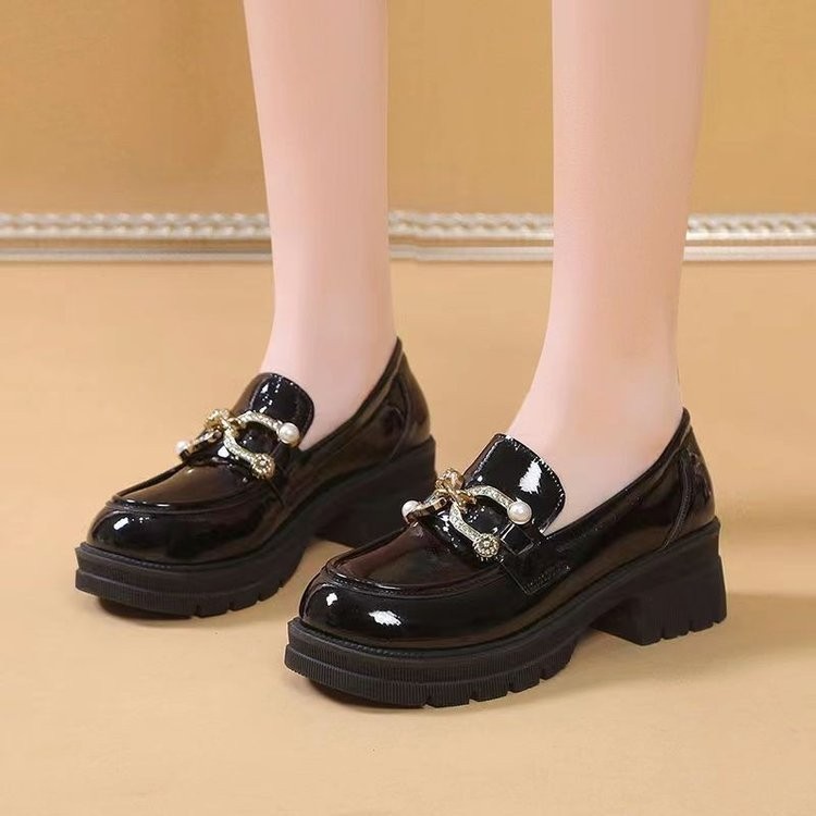 2026 primavera y verano coreano tacones gruesos perezosos zapatos Lefour con suela gruesa zapatos Mary Jane zapatos de cuero para mujeres viajeros
