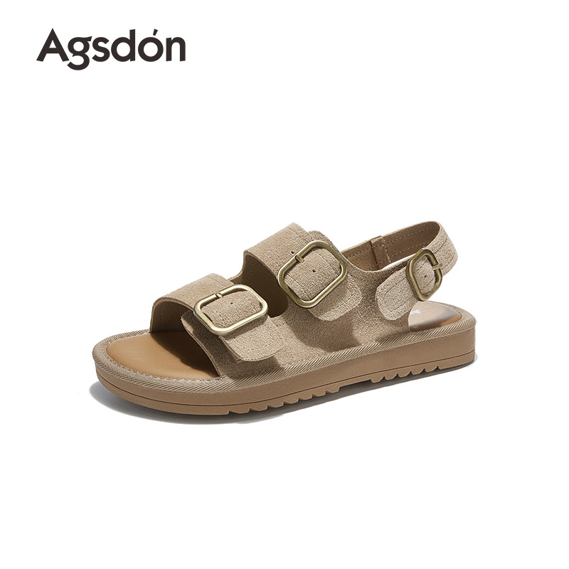 Augustion Backen sandalias mujer 2025 verano nueva moda retro con falda con sandalias y zapatillas planas