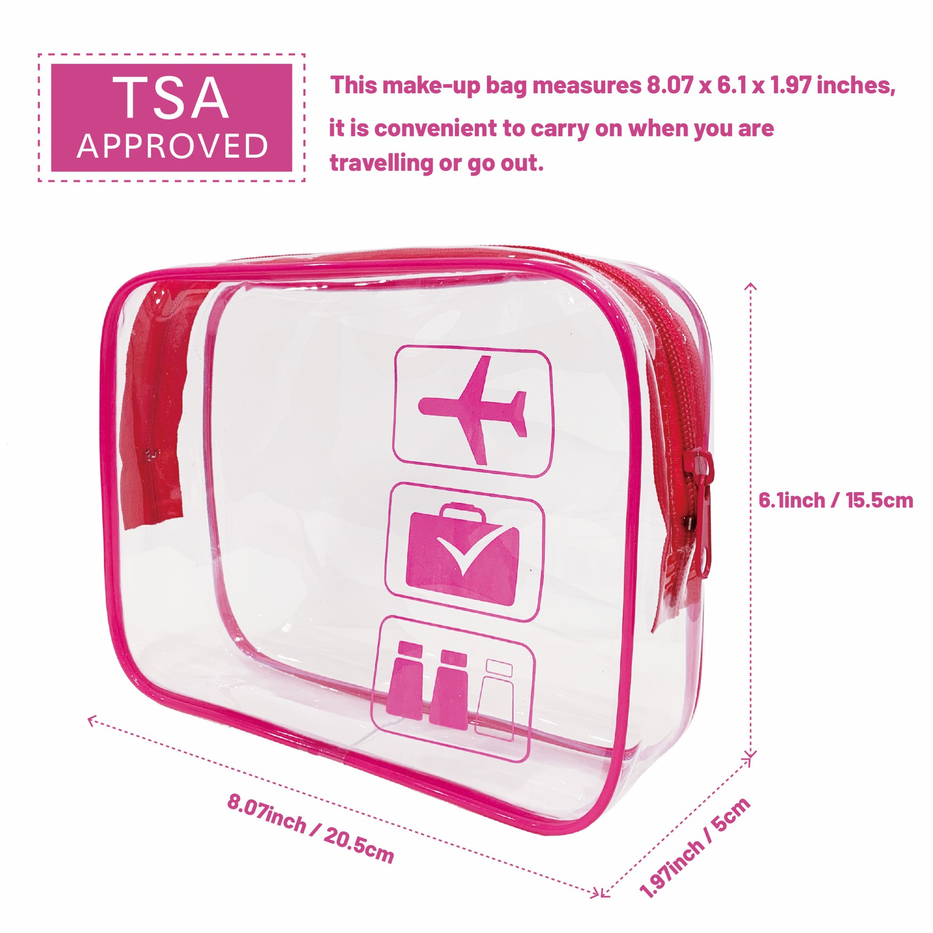 Bolsa de cosméticos de PVC transparente TPU bolsa de lavado de almacenamiento de viaje bolso cosmético cremallera bolsa de voltaje image 6