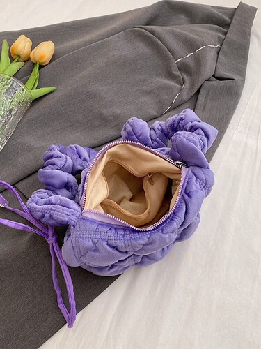 Pleated cloud bag, autumn and winter puffs bag, women's drawstring, single shoulder slung dumpling bag, velvet fluffy bag, wholesale cross-border