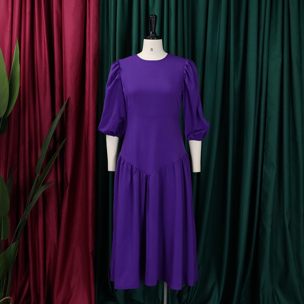 Plus Size Fashion Dress Ruffled Design Puff Sleeves Trendy Style Suitable for Casual or Formal Occasions Wholesale