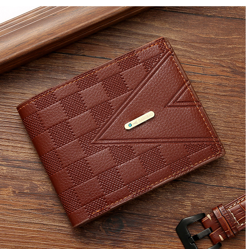 Men's Lattice Pu Leather Open Wallets display picture 4