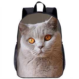 可爱小猫书包 图片LOGO彩印17寸小学生背包中小学双肩包一件代发